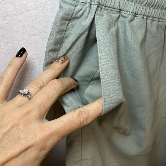 J.Crew Wide Leg Drawstring Linen Blend Pants Womens 6 Olive Green With Pockets - Picture 4 of 9